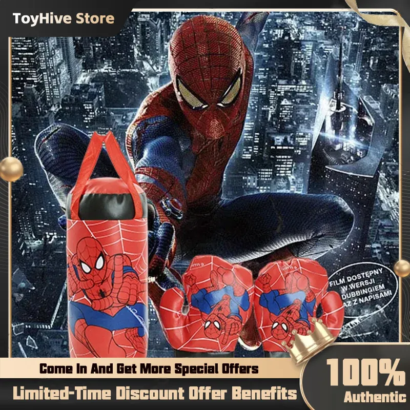 Boxing Glove Set - ชุดมวยเด็กเล็กสไปเดอร์แมน พร้อมถุงมือ+กระเป๋า ลายการ์ตูนอนิเมะน่ารัก ของเล่นกีฬา ฝึกฝนร่างกาย เหมาะสำหรับเด็กชายและเด็กหญิง