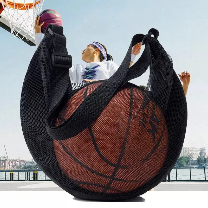 Sports Equipment Outdoor Storage - กระเป๋าเก็บบาสเก็ตบอลแบบพกพา กระเป๋าวอลเลย์บอล กระเป๋าฟุตบอล กระเป๋าสะพายไหล่เดี่ยวสำหรับใส่ลูกบอล อุปกรณ์กีฬากลางแจ้ง กระเป๋าตาข่าย