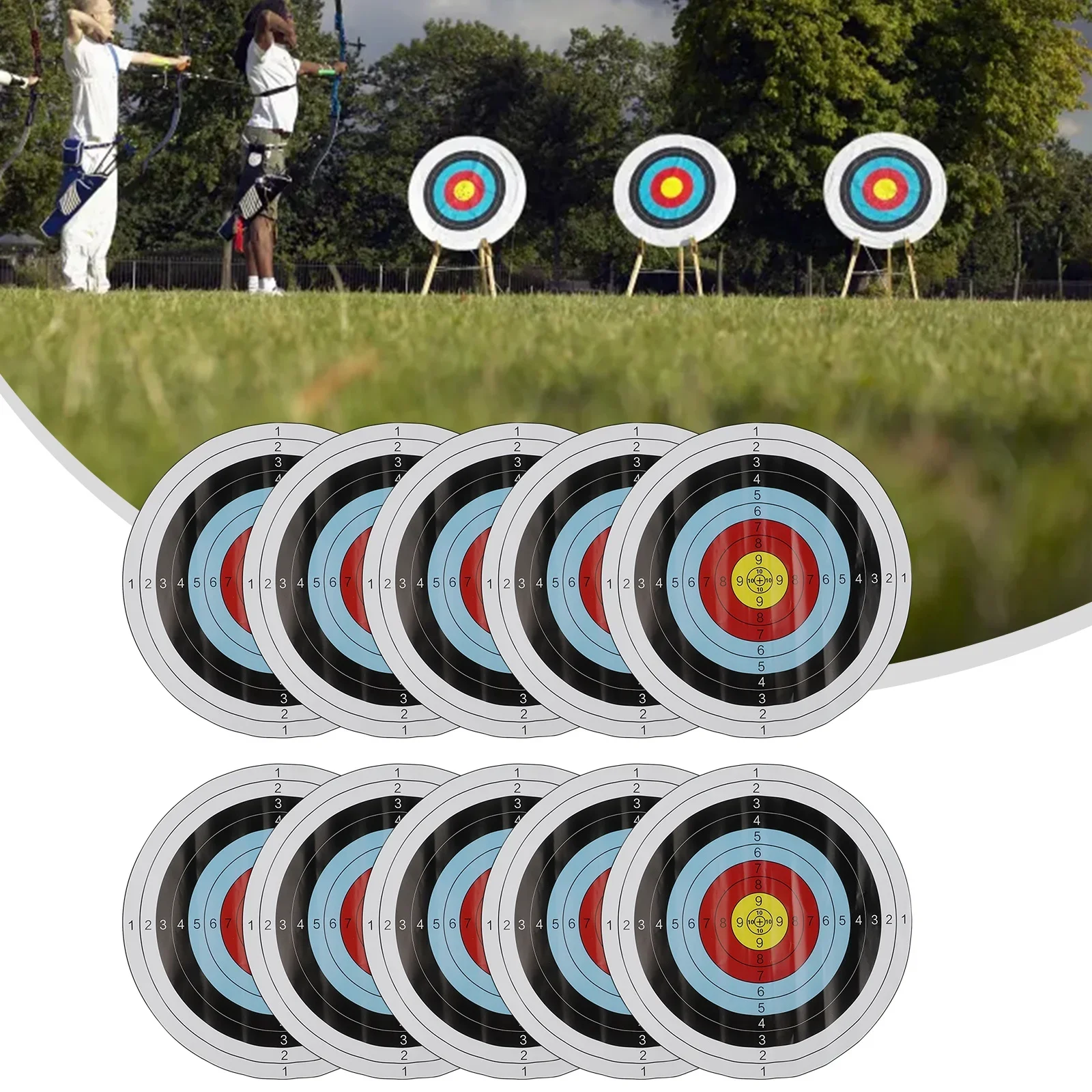 Archery Target Face - 10 PC 40x40 ซม.ยิงธนูเป้าหมายกระดาษ Face ทนทานการฝึกอบรมสําหรับ