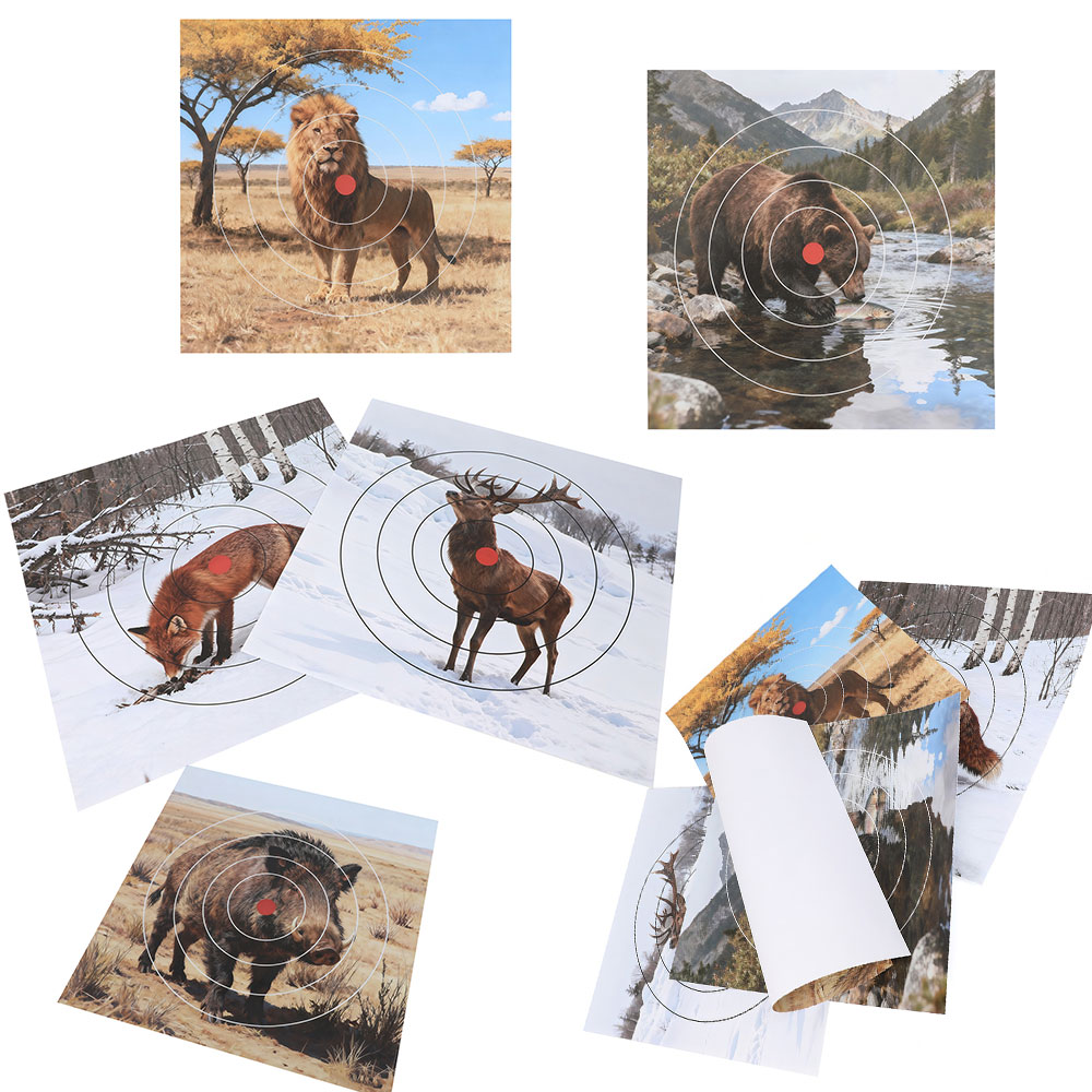 Archery Target Face - เป้ากระดาษสำหรับยิงปืน ขนาด 40x40 ซม. ลายสัตว์ป่า สำหรับฝึกซ้อมยิงธนู