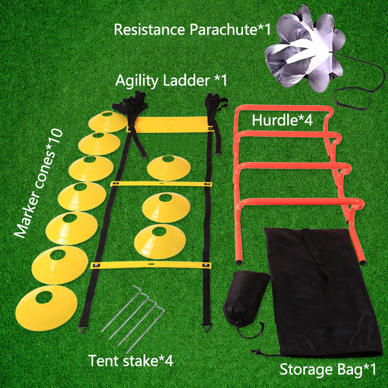 Agility Hurdle Set - เชือกกระโดด set Training บันไดความเร็ว1ชุด, เชือกกระโดดมีความต้านทานต่อโลโก้