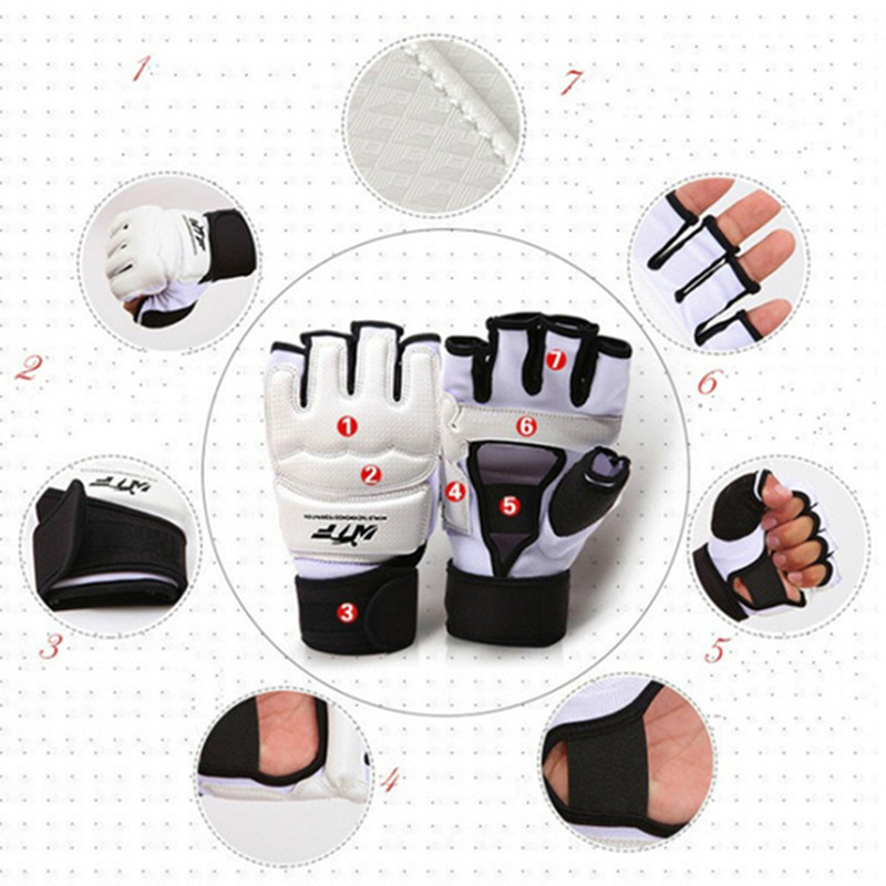 Boxing Glove Set - GINGPAI คุณภาพสูง Taekwondo ถุงมือป้องกันมือต่อสู้แผ่นคาราเต้ MMA มวยไทยมวยไทยสีดําสีขาว