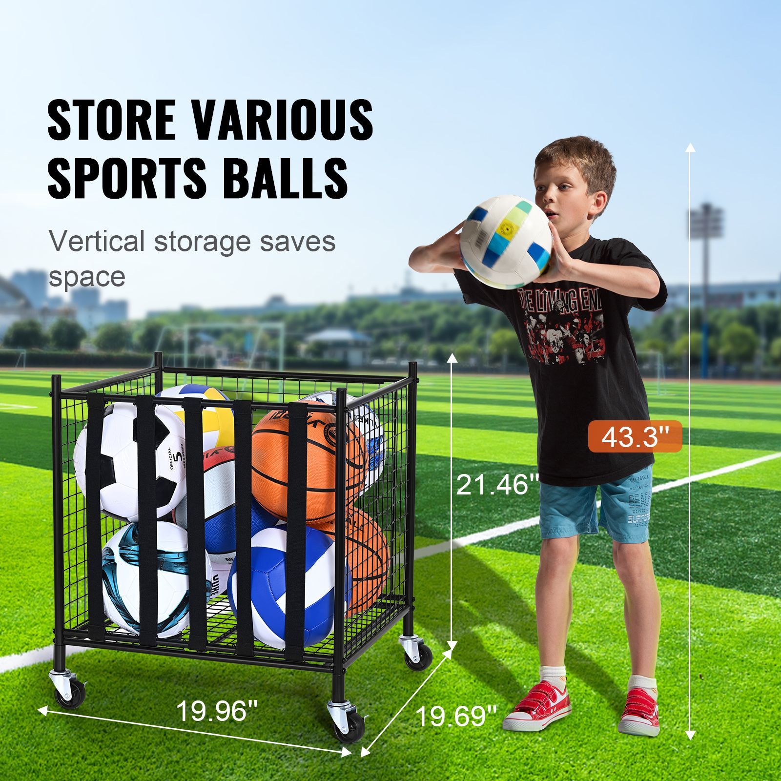 รถเข็นเก็บลูกบอลกีฬาแบบม้วนได้ - Sports Equipment Outdoor Storage บทวิจารณ์และราคา
