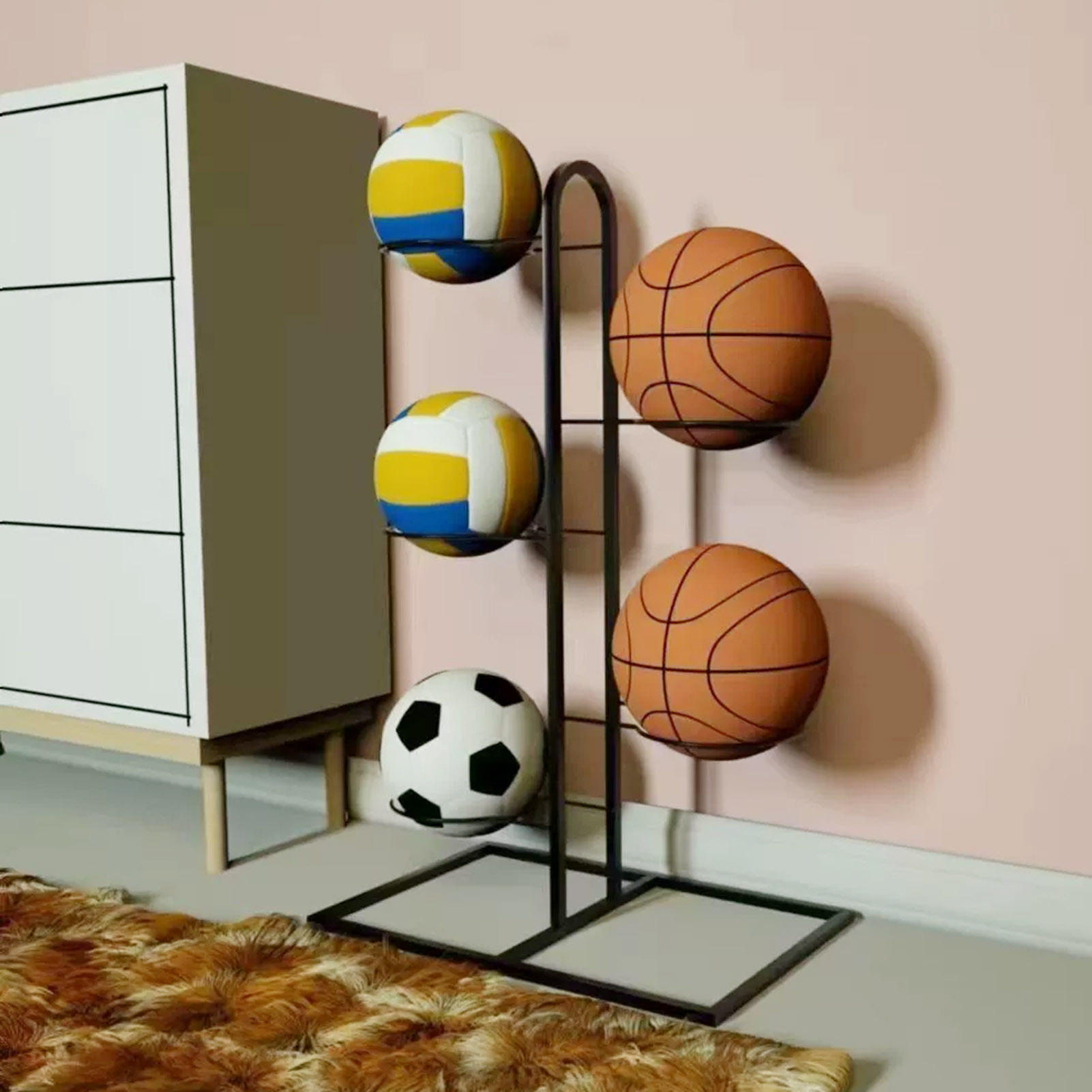 ชั้นวางบาสเก็ตบอลแบบพับได้ ชั้ - Sports Equipment Organizer Garage บทวิจารณ์และราคา